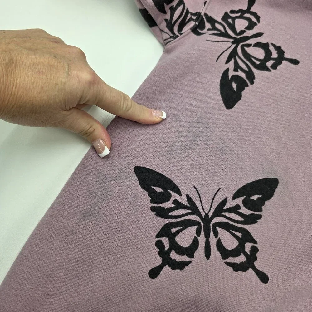 Women's Wild Fable Hoodie Sweatshirt Mauve Butterfly Purple‎ Size XS Pocket - Picture 13 of 13